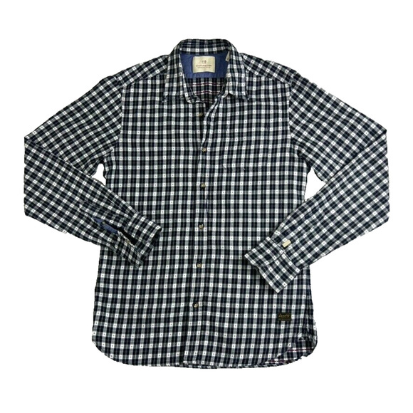Scotch & Soda Shirt Mens M Blue White Plaid Button Up Long Sleeve Luxury Garment - Picture 2 of 13